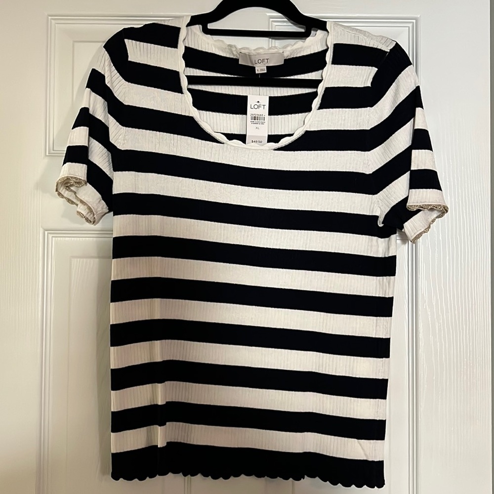 White and Black Stripped Top